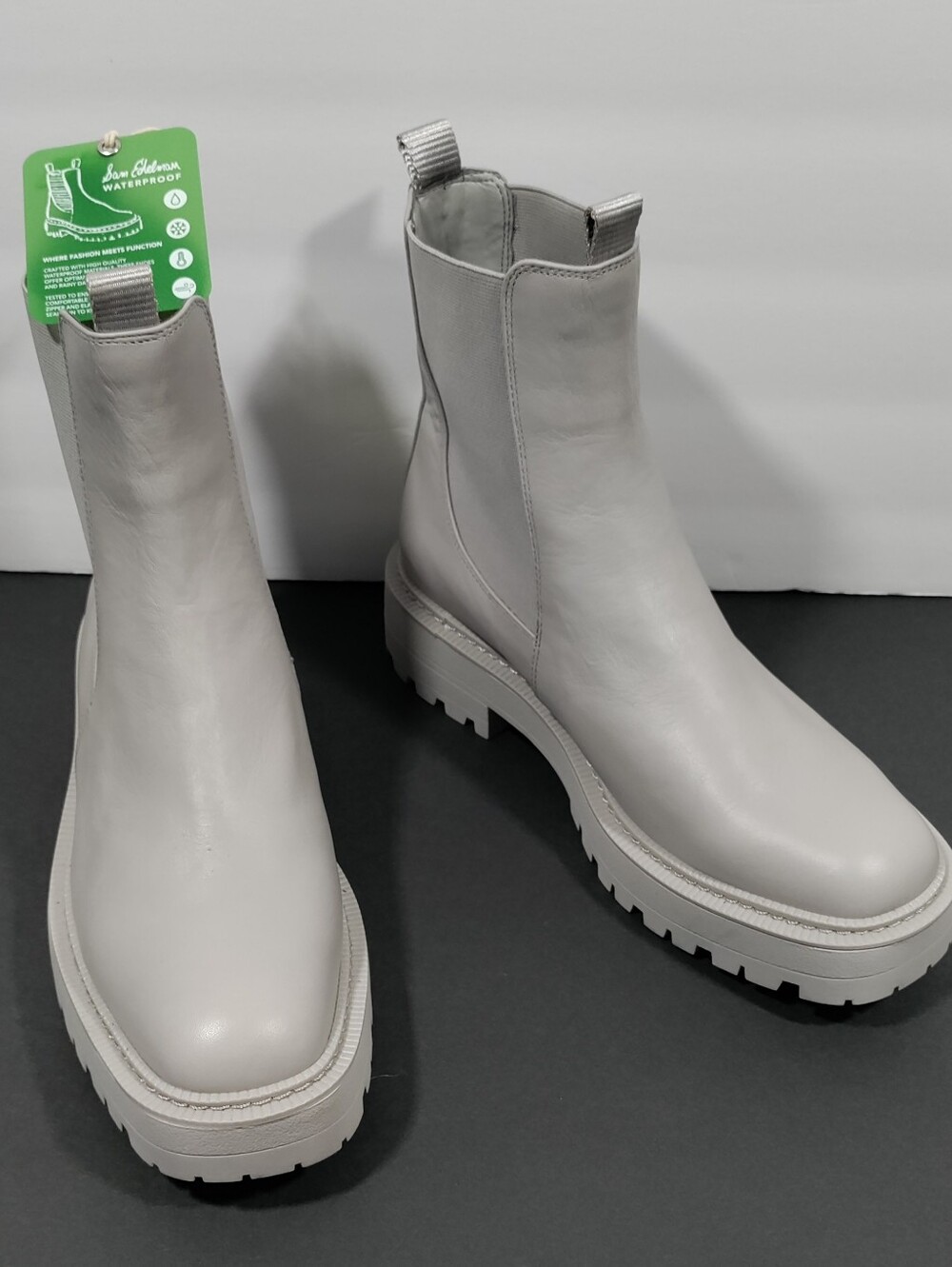 Sam Edelman Laguna Waterproof Leather Chelsea Boots Gray Size 8.5M NWT